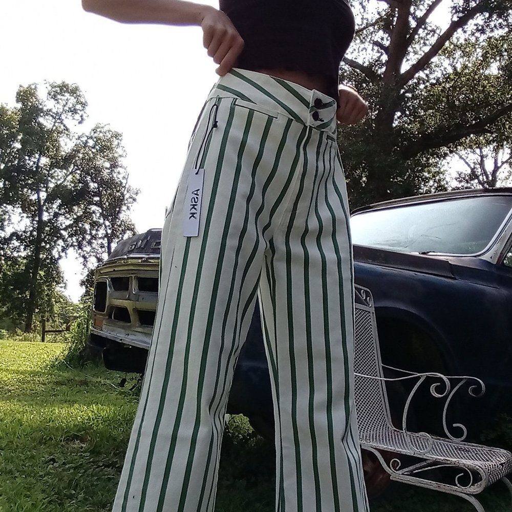 Brighton Stripe Jeans "Green and White"   NWT